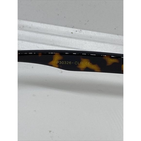 Retro Sunglasses Tortoise Brown and Gold Frame Clear Lens Gold Bumblebee Detail - Picture 5 of 6